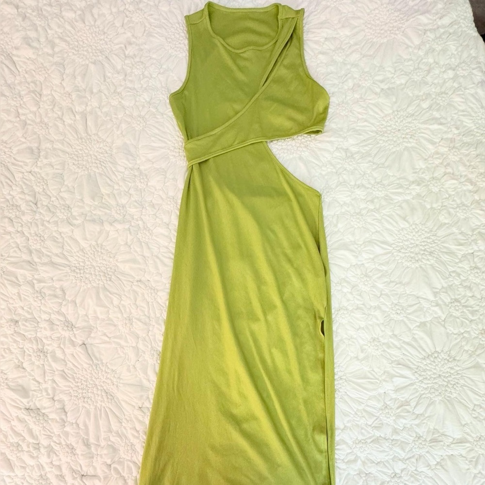 Lime/Olive Green Cut-Out Dress